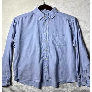 Eton Sweden Fine Cotton Button Down Shirt Men's L Lightweight Blue Career Tie+